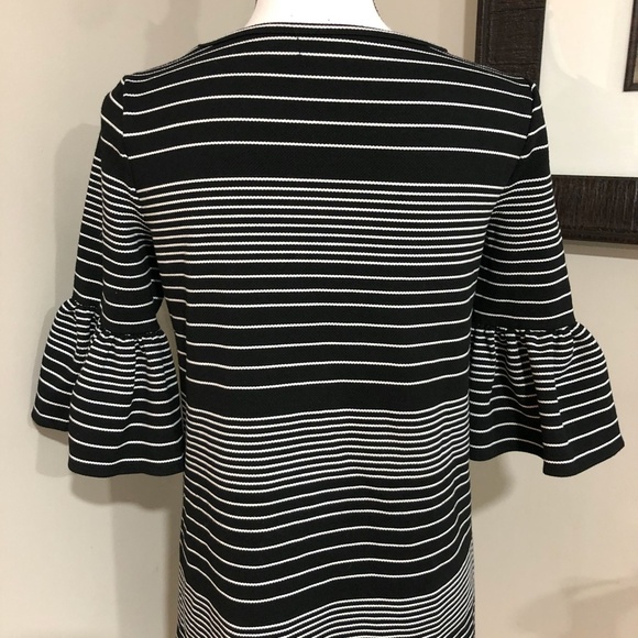 *MAX STUDIO* Black White Stripe Bell Sleeve Dress Size XS - Picture 6 of 7